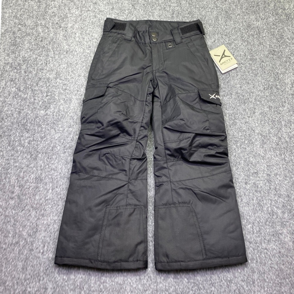 Arctix Unisex Kids Snowsports Cargo Snow Pant Black Articulated Knees XS 6/7 NEW
